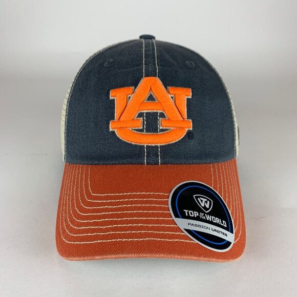 Auburn Tigers Navy Blue Orange Top of the World Relaxed Fit Snapback Trucker Hat - Picture 2 of 5